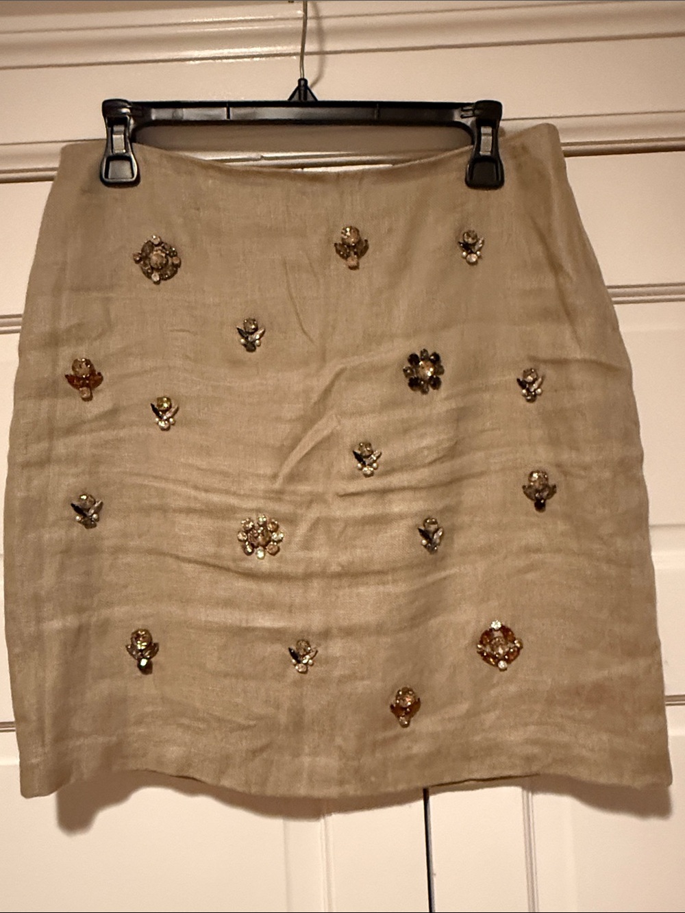 Ann Taylor Beige Linen Embellished Women's Skirt